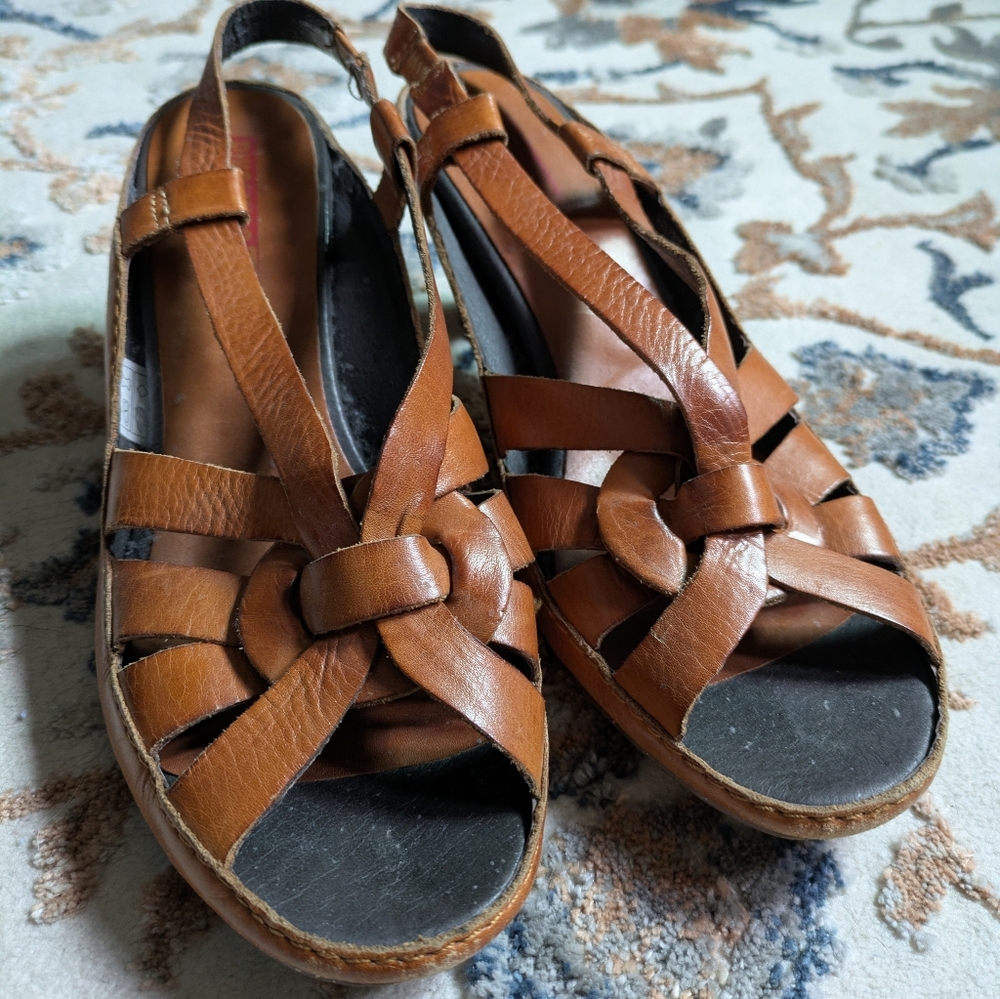 PIKOLINOS Brown Leather Sandals Size 38